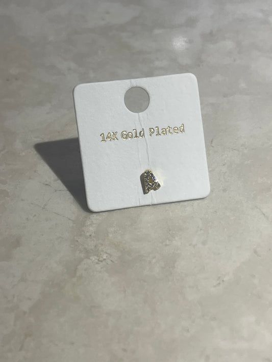 14K Gold Plate Initial Earring