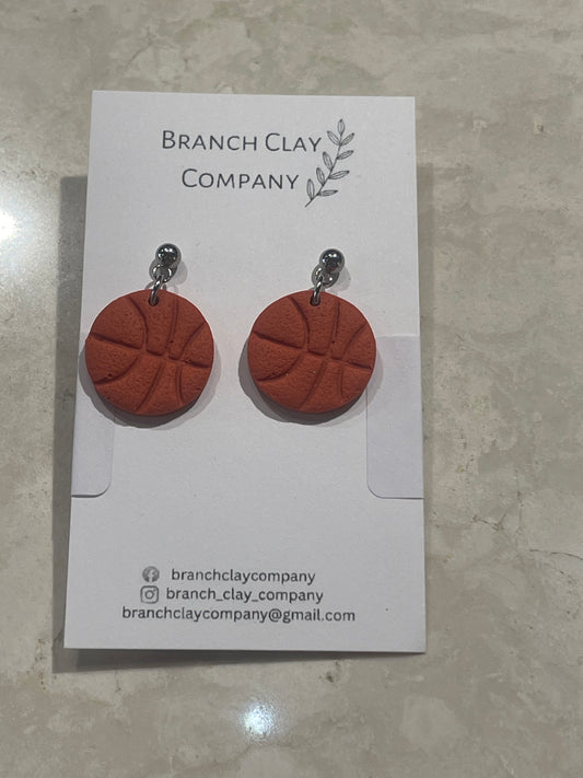 Branch Clay Basketball Earrings
